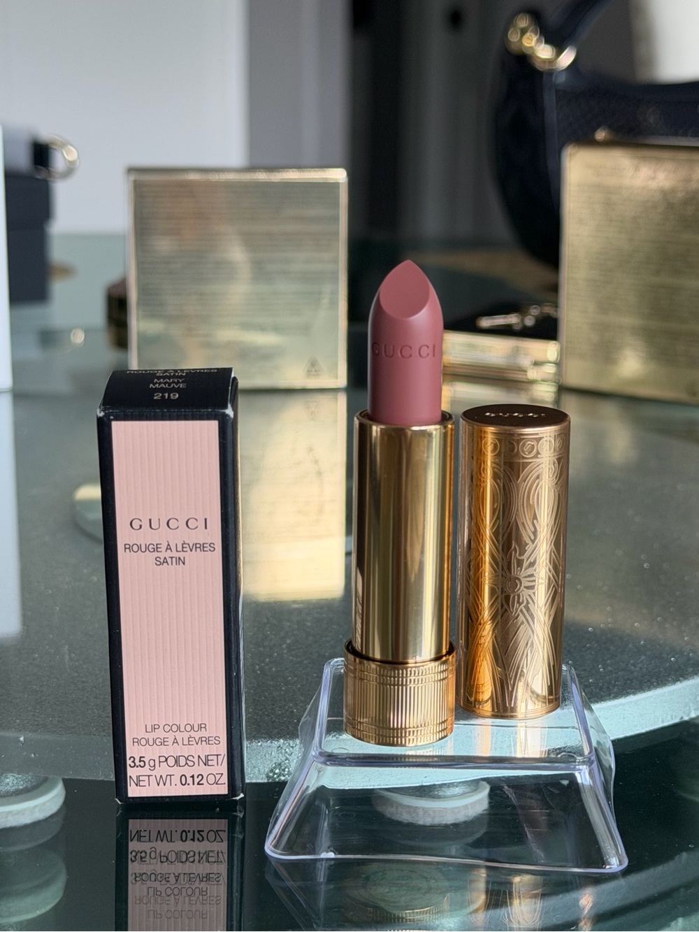 BNIB GUCCI SATIN LIP COLOUR 219 Mary Mauve
